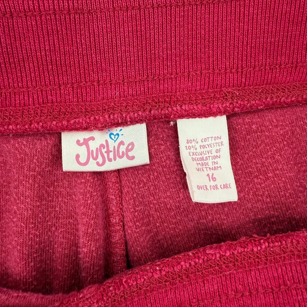 Justice Pink Velour Track Pants Girls Size 16 Drawstring Wide Leg Y2K